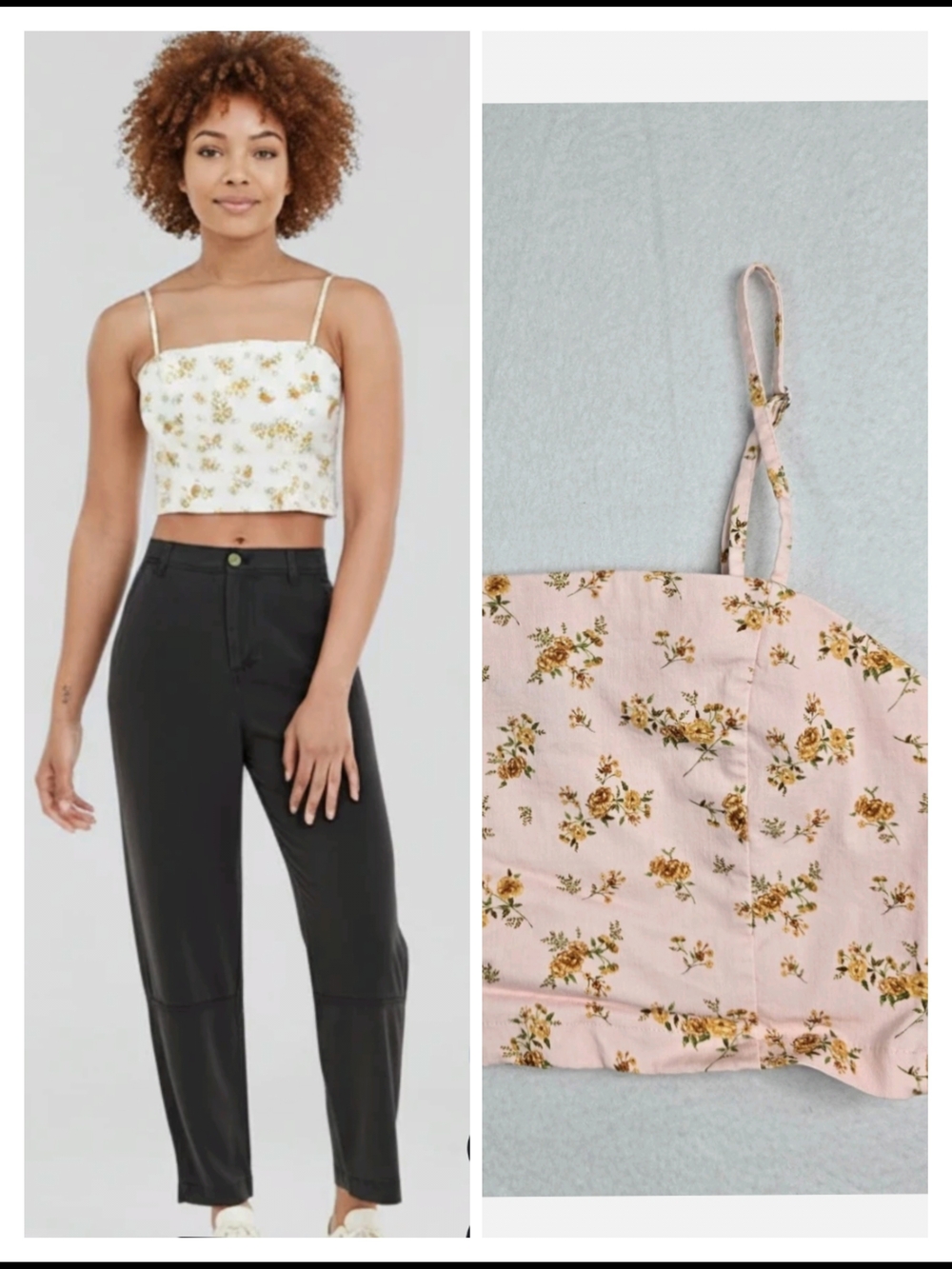 Forever 21 Pink Floral Spaghetti Strap Crop Top